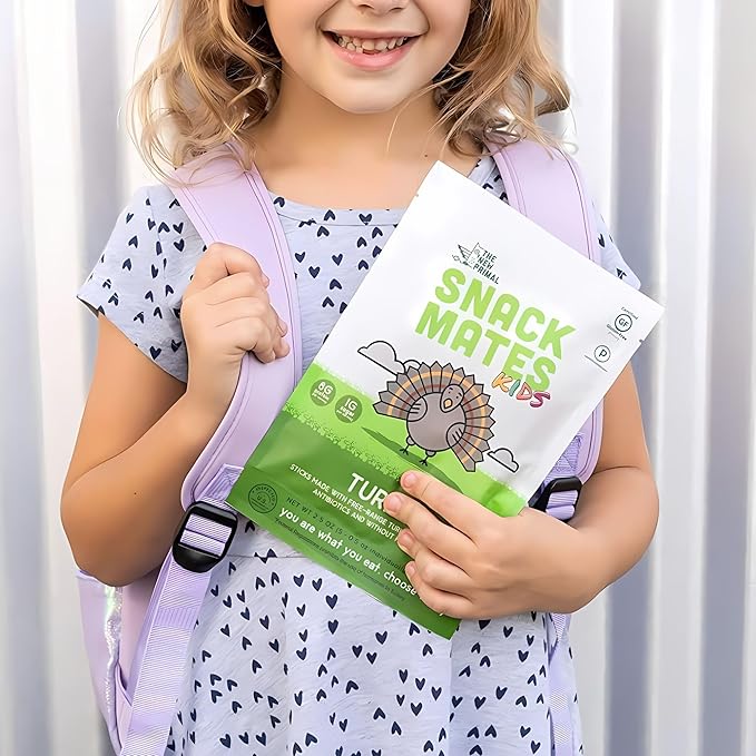 New Primal Snack Mates Turkey Sticks Gluten Free Healthy Snacks for Kids Low Sugar High Protein Back to School Snacks Mini Paleo Jerky Meat Stick 7g Protein 45 Calories 40 Pack