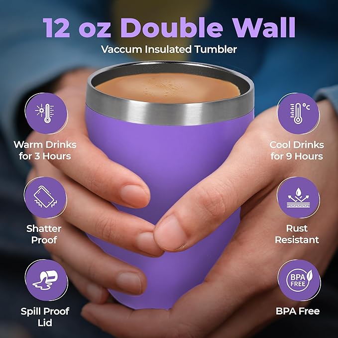 Modern Elegance Tea Gift Set Includes 15 Teas Stainless Steel Tumbler Honey Straws Tea Spoon Squeezer Squirrel Tea Bag Holder (Purple)