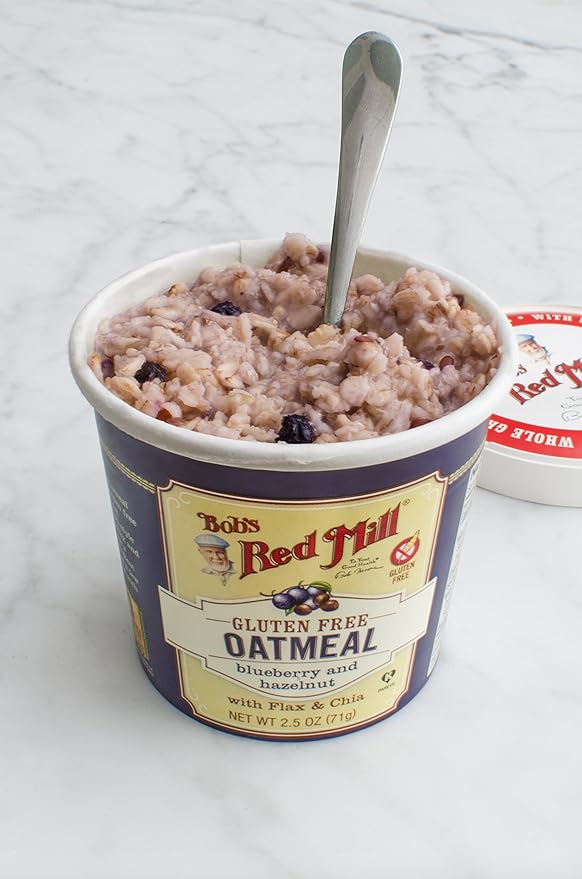 Bob's Red Mill GF Oatmeal Cup Blueberry &amp Hazelnut 2.5 Ounce Cup (Pack of 12) - Non-GMO Whole Grain Kosher