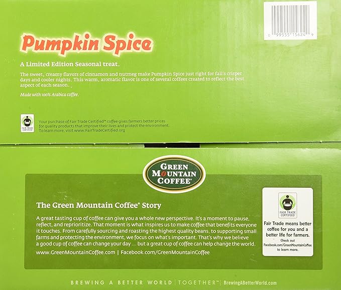 Green Mountain Coffee Fair Trade Pumpkin Spice K-Cups 80 Count Value Box