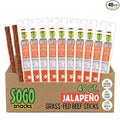 Jalapeno 100% Grass Fed Beef Sticks Sogo Snacks Low Carb and Gluten-Free Snack Hiking and Road Trip Snacks Snack Pack of 48 Level 3.5 of 5 Spicy Jerky Sticks