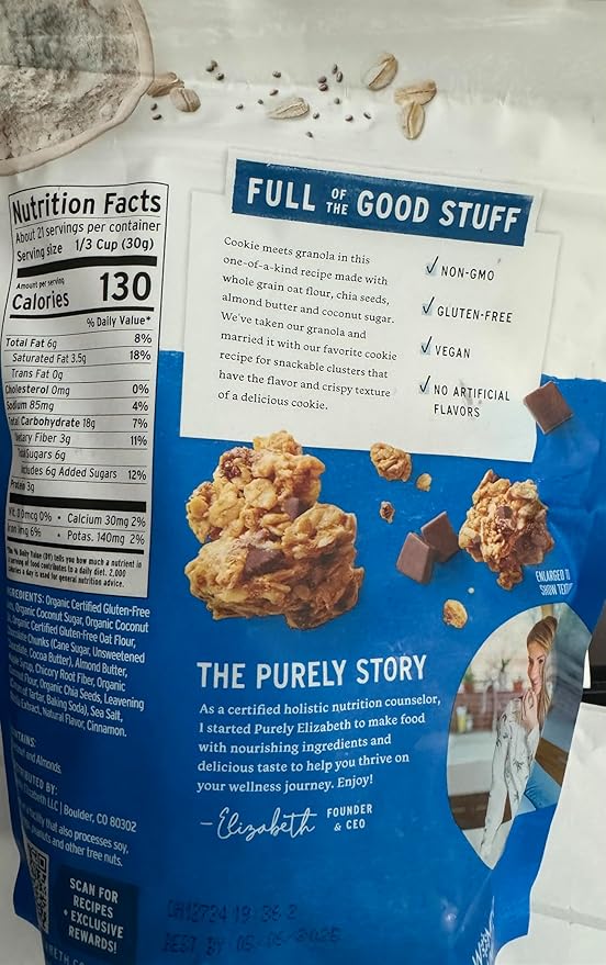 Generic HGU Purely Elizabeth Cookie Granola Chocolate Chip 22oz (2 PACKS) 1.38 Pound (Pack of 1)