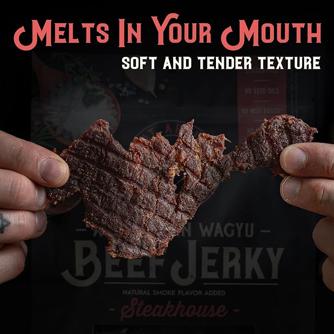 Meat Artisan Jerky Variety Pack - Wagyu Beef (4 Flavors) &amp Applewood Bacon High Protein Snack - Gluten Free No MSG - Steakhouse Jalapeño BBQ Sweet Heat &amp Applewood Bacon - 3oz (85g) Each P