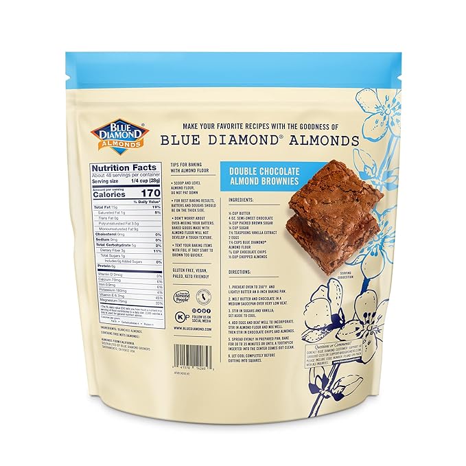 Blue Diamond Almonds Almond Flour Gluten Free Blanched Finely Sifted 48 oz
