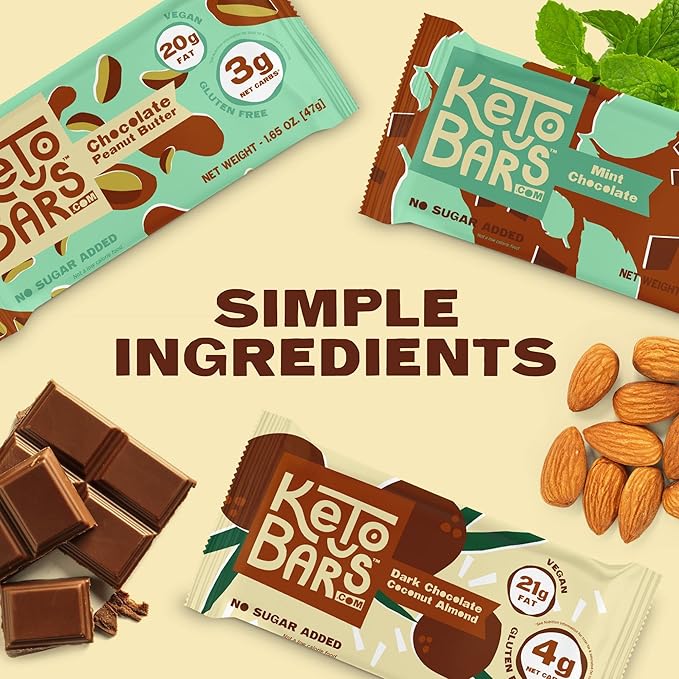 Keto Bars The Original Keto Snack Bar Gourmet Simple Ingredients Low Carb No Sugar Rich in Ketogenic Fats The Perfect KetoBars Snacks for Keto Diet Food Products (12 Pack 1.65 oz)