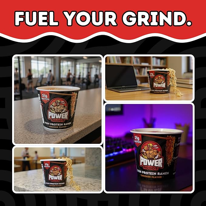 Power Noods High Protein Ramen Noodles - 12 or 6 Pack | Protein Ramen Cups for Lunch or Dinner | Better for You Plant-Based Instant Meal