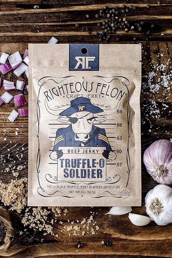 Righteous Felon Craft Jerky Snack Truffle-O-Bill Beef Jerky Made in America 2 Ounce (Pack of 8)