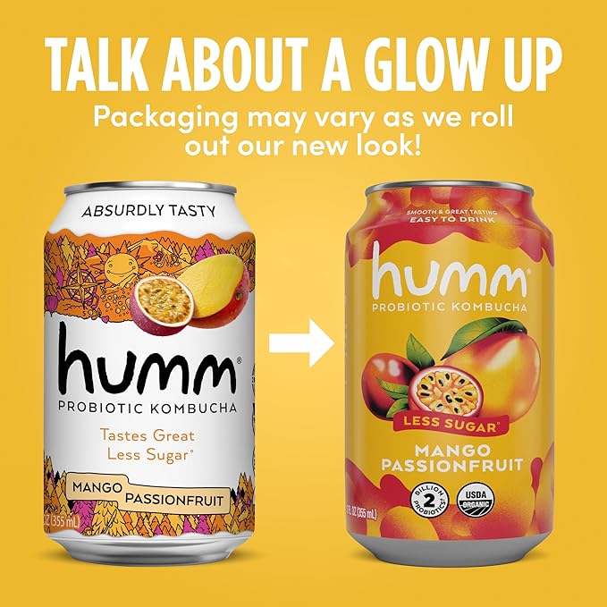 Humm Kombucha Mango Passionfruit Organic Vegan &amp GMO Free (24 Pack)