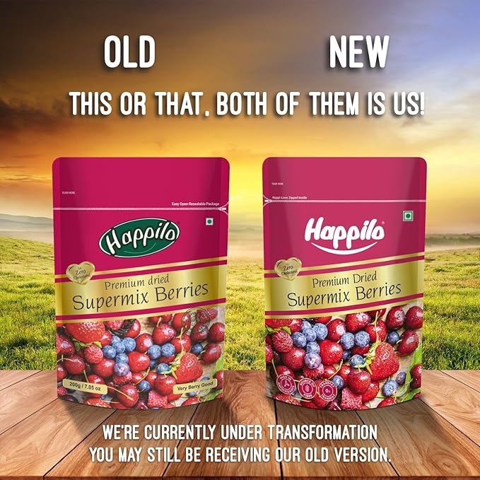 Happilo Premium Dried Super Mix Berries 200gm | Tasty &amp Healthy Berries | Rich in Antioxidant | Contains Dried Strawberries Cranberries Cherry &amp Raisins Mix | Real Dried Berries
