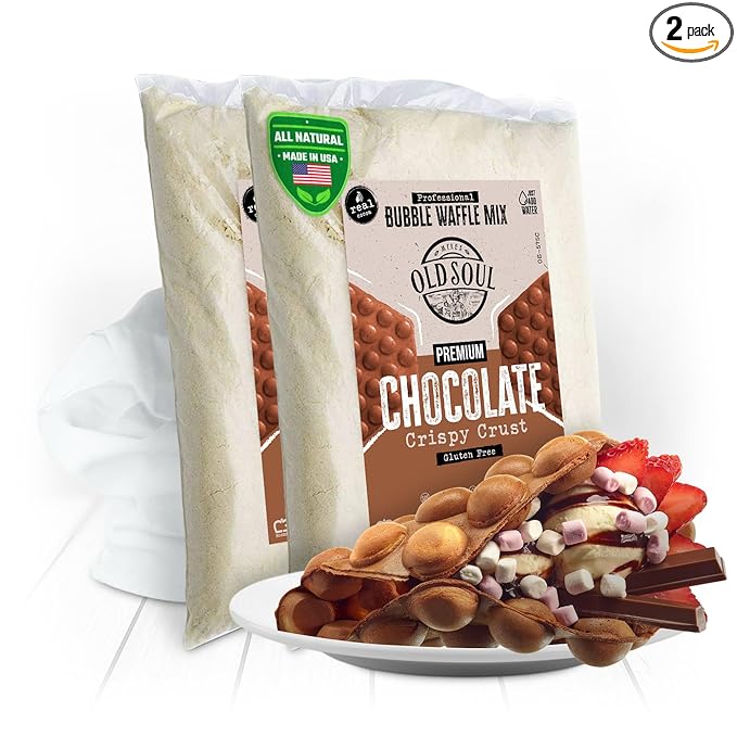 OldSoul Professional Bubble Waffle Mix | GLUTEN FREE | Crispy | 10 Lbs | Chocolate Flavor | Egg Waffle Mix | 56 Waffles (10 Lbs Gluten Free)