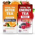 Total Tea Detox Tea &amp Energy Set - 25 Day Detox - Herbal SIim Tea with Chamomile - Hibiscus Tea and Ginger Root for Colon Cleanse – Natural Citrus &amp Cinnamon Fruit Tea for Digestive Health