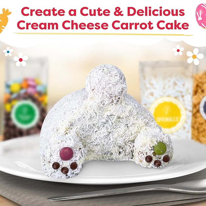 Baketivity Bunny Bum Cake - Kids Baking Kit with Premeasured Ingredients Step-by-Step Instructions STEM Lessons - Cake and Cupcake Decorating Kit for Kids - Cooking and Baking Kit - Best Easter Gift