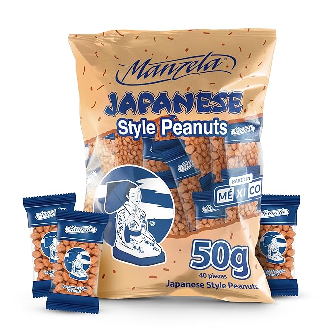 Manzela Japanese-Style Peanuts Bags | Crunchy Oven-Baked Shell with Wheat Flour Classic Salty Taste Family-Friendly Perfect for Kids and Adults Japanese Nuts 40 packs of 50 Gr 1-Pack