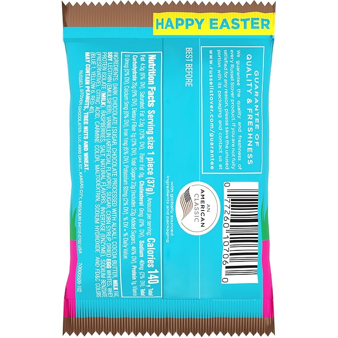 RUSSELL STOVER Easter Raspberry Crème Dark Chocolate Easter Egg 1.3 oz. (Pack of 18)