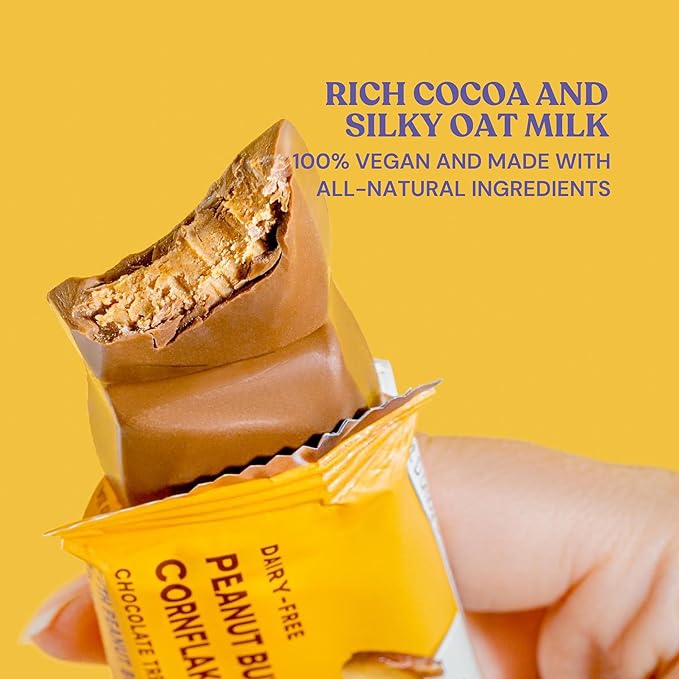 7th Heaven Vegan Oat Milk Chocolate Snack Bars: Peanut Butter &amp Cornflakes - (1.6 oz - 6 Pack) Healthy Chocolate Perfect Valentines Gift For Your Loved Ones 100% Dairy Free Non GMO Kosher Pa