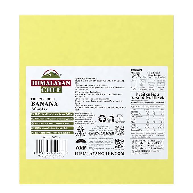 Himalayan Chef Freeze-Dried Fruit Freeze-Dried Banana Crisp 20g/EACH 10 Bags | Healthy Snacks Organic Fruits Snacks | Ideal Snacks for Kids &amp Adult