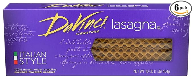 DaVinci Pasta Lasagna 16-Ounce Boxes (Pack of 6)