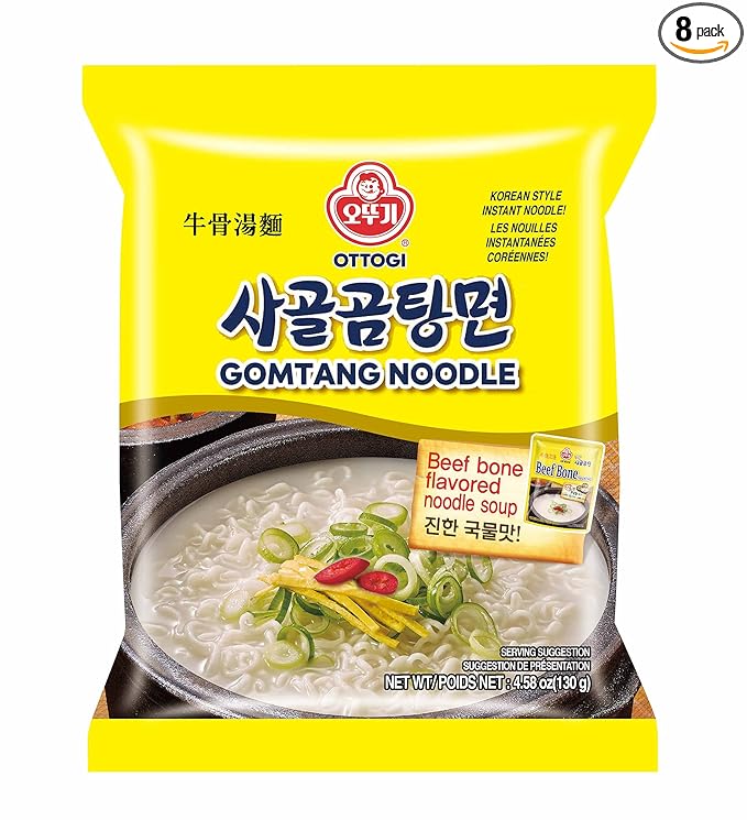 OTTOGI Gomtang Noodle - Korean Bone broth Instant Noodle soup -Gomtang noodles (130g) - 8 Pack