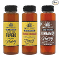 HONEY FEAST Tea Lovers Trio – Includes 12oz Black Gum Tupelo Orange Blossom and Cinnamon Honey – Perfect for Tea Baking and Gourmet Gifts