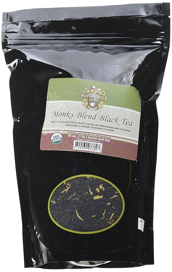 English Tea Store Black Loose Leaf Tea Organic Monk's Blend 16 Ounce
