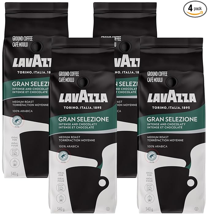 Lavazza Gran Selezione Ground Coffee Blend Dark Roast 12 oz (Pack of 4)