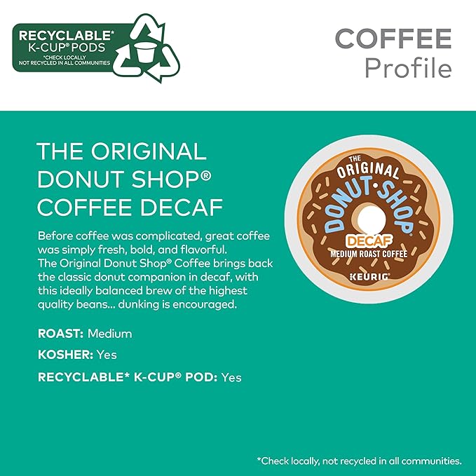 The Original Donut Shop Decaf Keurig Single-Serve K-Cup Pods Medium Roast Coffee 72 Count