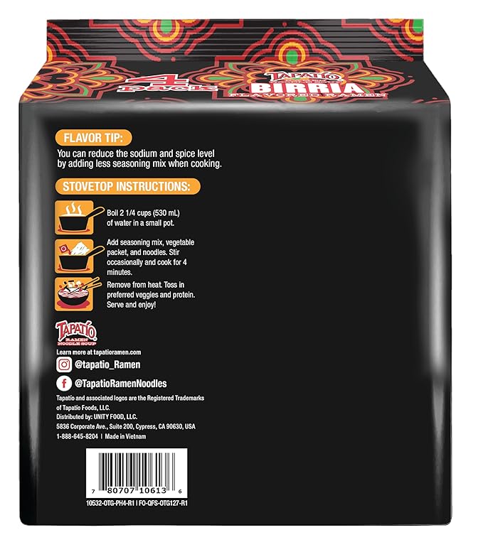 Tapatío Ramen Noodle Soup Birria Flavored - Pouch 4.23 oz. (120g) Case of 16