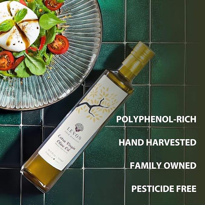 Levon Gold Harvest Extra Virgin Olive Oil 16.9 fl oz (500ml) Polyphenol Rich Premium Cold Pressed EVOO Pesticide Free Family Grove LIMITED SUPPLY
