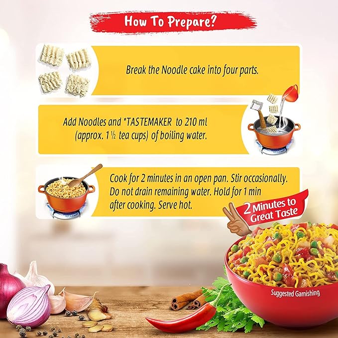 Maggi 2-Minute Noodles Masala 56g | Maggi Noodles Masala Flavor Case of 20 Packet (Images May Vary)