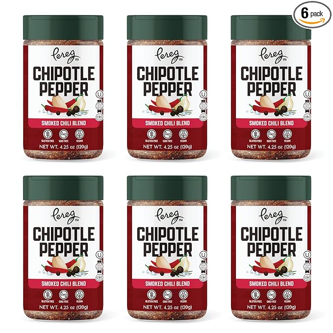 Pereg Chipotle Seasoning (4.25 Oz x 6 Pack) - Smoky Mexican Seasoning - Chipotle Powder - Bulk Spices &amp Seasoning - Non-GMO No Preservatives No Color