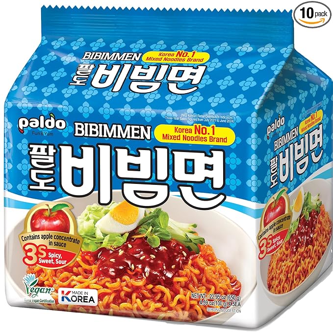 Paldo Bibim Men Oriental Style Noodle 4.59 Oz (Pack of 10)