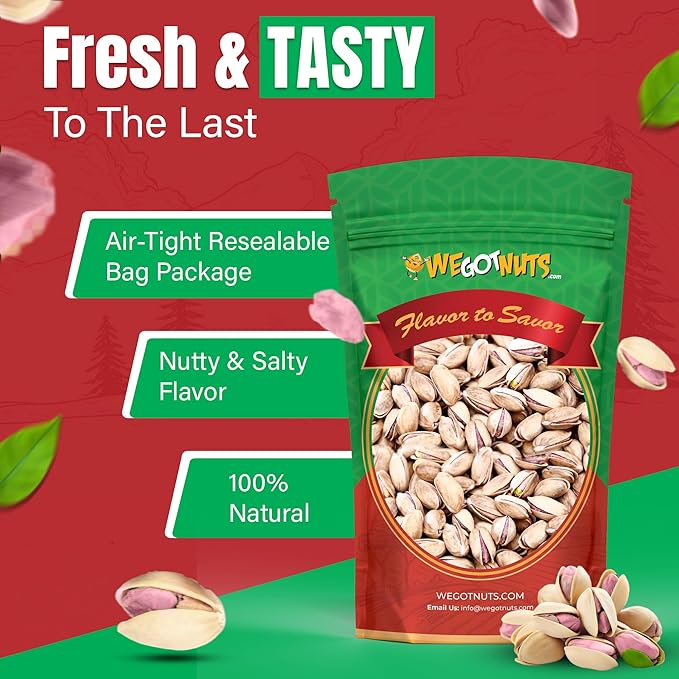 Turkish Antep Pistachios - 2.5 lbs (40oz) Premium Quality Kosher Roasted Pistachios By We Got Nuts - Natural &amp Healthy Rich Flavor Snack - Whole &amp Salted – Air-Tight Resealable Bag Package…