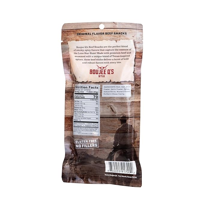 Boujee Q’s Beef Stix - 100% Soft Beef Snack Sticks w - Smoked Jerky-Style Protein Snack - Gluten-Free Low Carb No Sugar Keto Friendly - Made in USA - 3 Pack Original Garlic Pepper and Jalapeno C