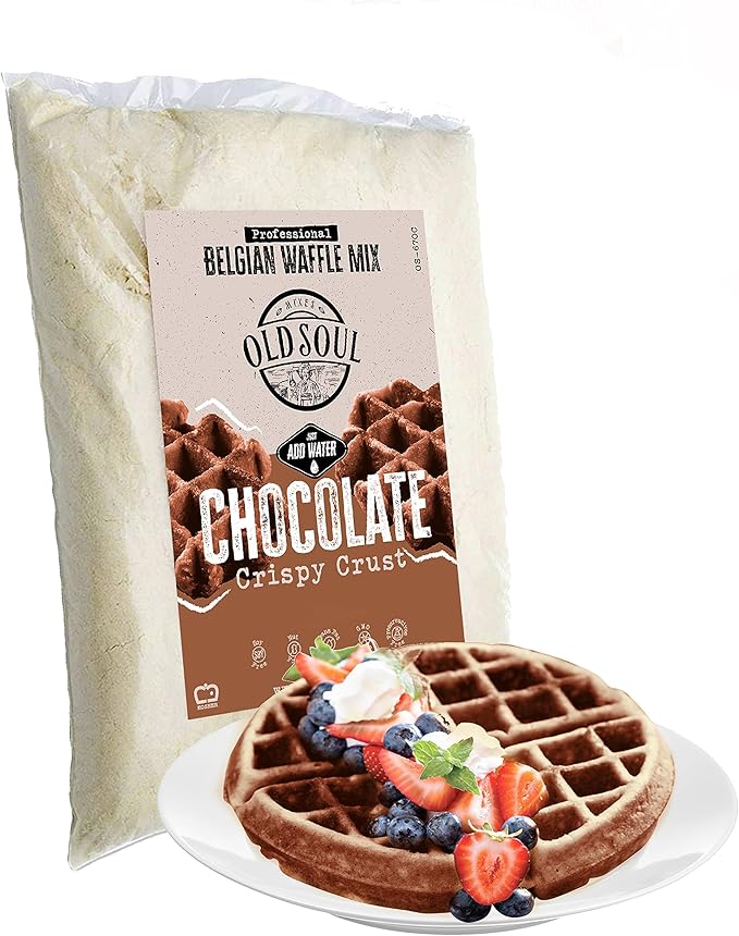 OldSoul Belgian Waffle Mix | Chocolate Flavour | Soy &amp Nut free | Belgian Batter Mix | 5 lbs | 28 Waffles (Chocolate)