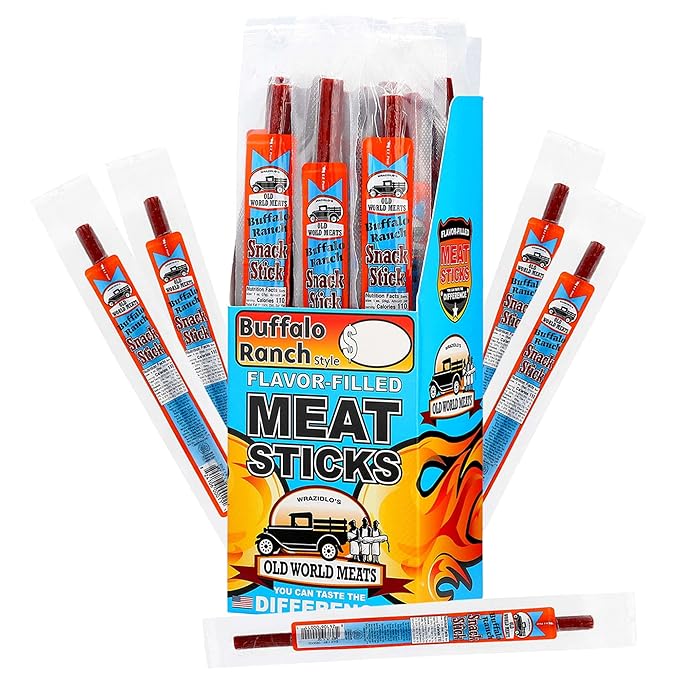 Old World Meats Meat Sticks 110 Calories Keto Low Carb 1g Sugar Fuelings 20 Pack 1 ounce sticks (Buffalo Wings &amp Ranch)
