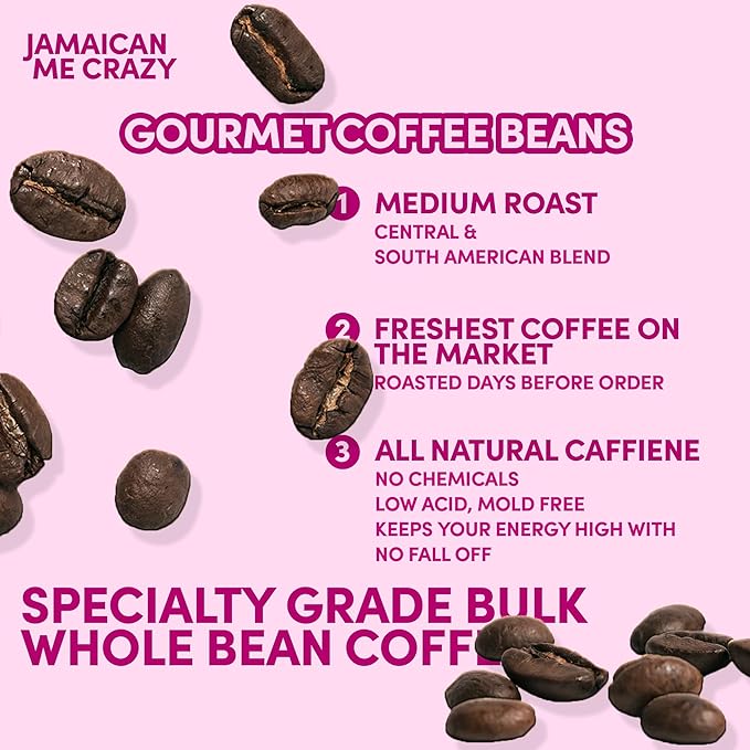 Sarasota Coffee Whole Bean Jamaican Me Crazy | Medium Roast Gourmet Flavored Coffee Beans | Low Acid Mold Free Specialty Grade Bulk Beans | 5lb (80 oz)