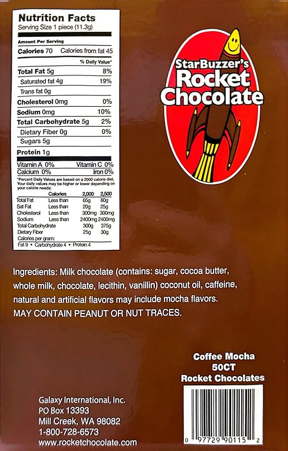 Rocket Chocolate Milk Chocolate Mocha Flavored Caffeinated Chocolate Truffles 50 count Mini