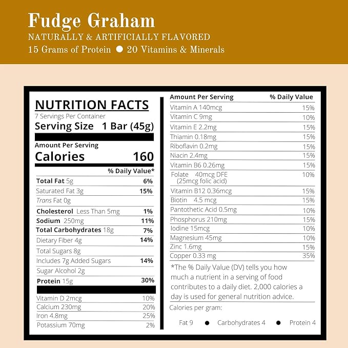 Nutmeg State Nutrition High Protein Bars 7 Servings Per Box (1 Box (7 Servings) Fudge Graham)
