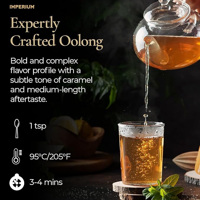 Imperium Da Hong Pao Loose Leaf Oolong Tea (4oz) Premium Hand-Picked Wuyi Mountain Rock Tea Brews 100 Cups Big Red Robe Naturally Smooth and Rich Harmonious Flavor and Sweet Aroma