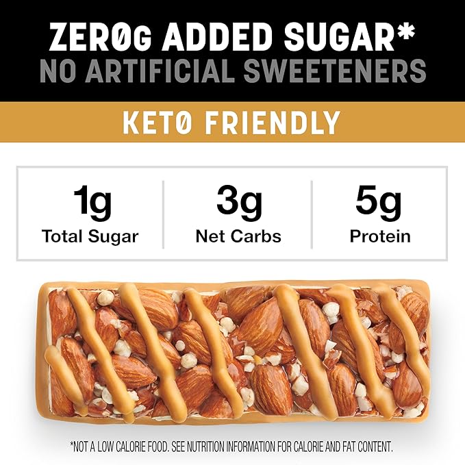 KIND ZERO Added Sugar Bars Variety Pack Dark Chocolate Nuts &amp Sea Salt Caramel Almond &amp Sea Salt Peanut Butter Dark Chocolate Keto Friendly Snacks Gluten Free 5g Protein 15 Count