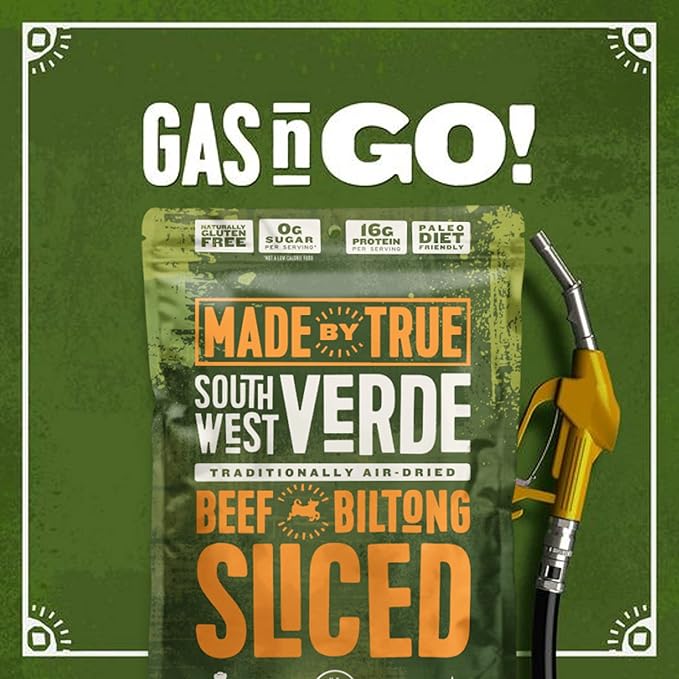 Made by True Beef Sliced Bites Southwest Verde (8 Ounce Pack of 1) - All Natural Zero-Sugar True Jerky Biltong - High Protein Keto Paleo &amp Whole 30 Diet - Sugar-Free Gluten-Free Carb-Free