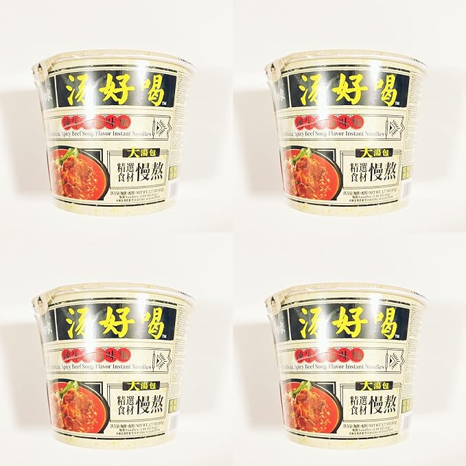 Artificial Spicy Beef Soup Flavor Instant Noodle Big Cup3.77 Oz Pack of 4