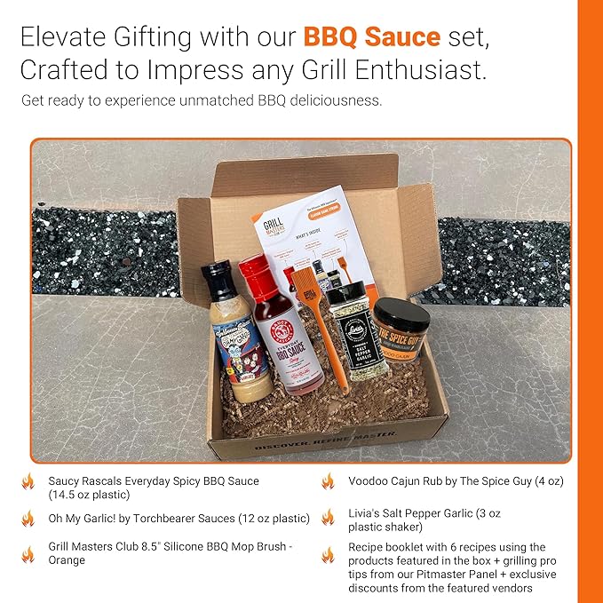 Grill Masters Club Flavor Game Strong BBQ Box | Premium BBQ Spices Sauces and Seasoning for the Ultimate Grill Master | Essential for Cooking Grilling and Smoking | Perfect Grill Gift for Men &amp