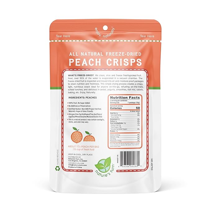 Nature's Turn Freeze-Dried Fruit Snacks Strawberry and Peach Crisps Pack of 24 (0.53 oz Each)