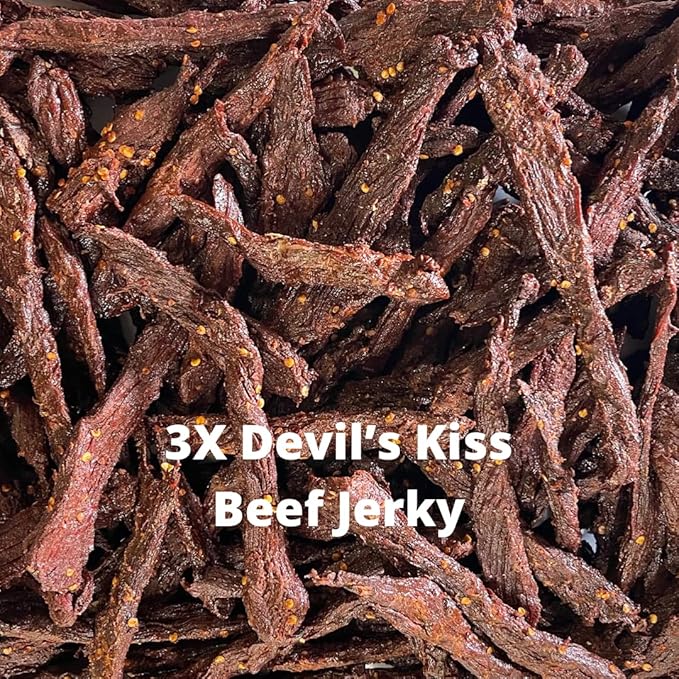 Lee's Market XXX Devil's Kiss Beef Jerky - Soft &amp Tender - Healthy Low Carb Gluten-Free Snack - Paleo &amp Keto-Friendly - Michigan Made Handcrafted Jerky - Specialty Gourmet Meat Snacks - 8oz