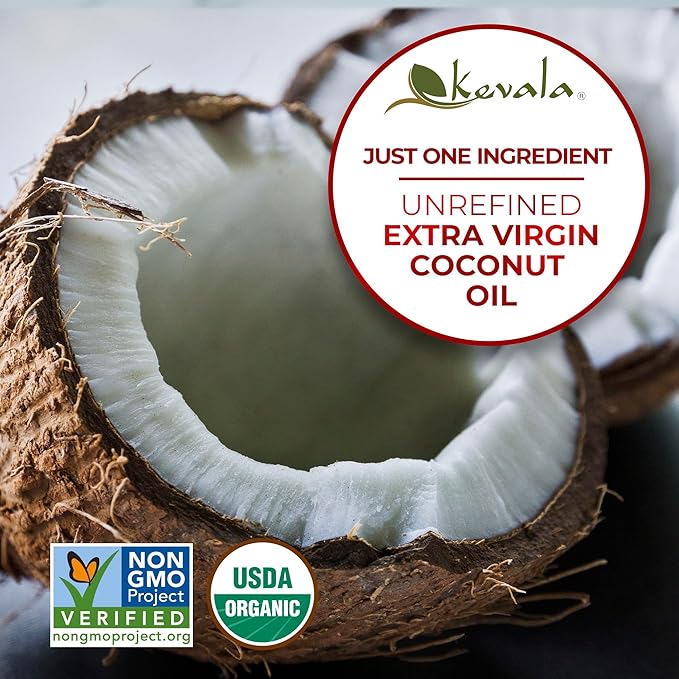 Kevala Organic Coconut Oil - Great in High-Heat Cooking and Baking for Homes and Foodservice Natural and Fresh Coconut Flavor that Complements Recipes from Many Cultures Bulk Size for Bakeries 5 gal