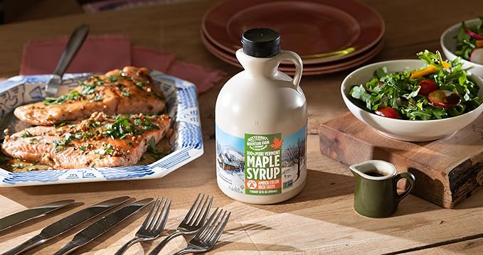 Butternut Mountain Farm Pure Vermont Maple Syrup Grade A Amber Color Rich Taste All Natural Easy Pour Jug 32 Fl Oz 1 Qt