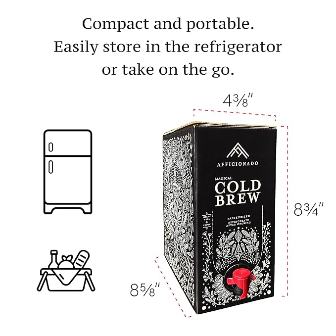 Afficionado Coffee Roasters | Magical Cold Brew | 1 Gallon | Bag in Box | Single Origin Peruvian Coffee | Medium Roast | Ready to Drink | Pasteurized &amp Shelf-Stable
