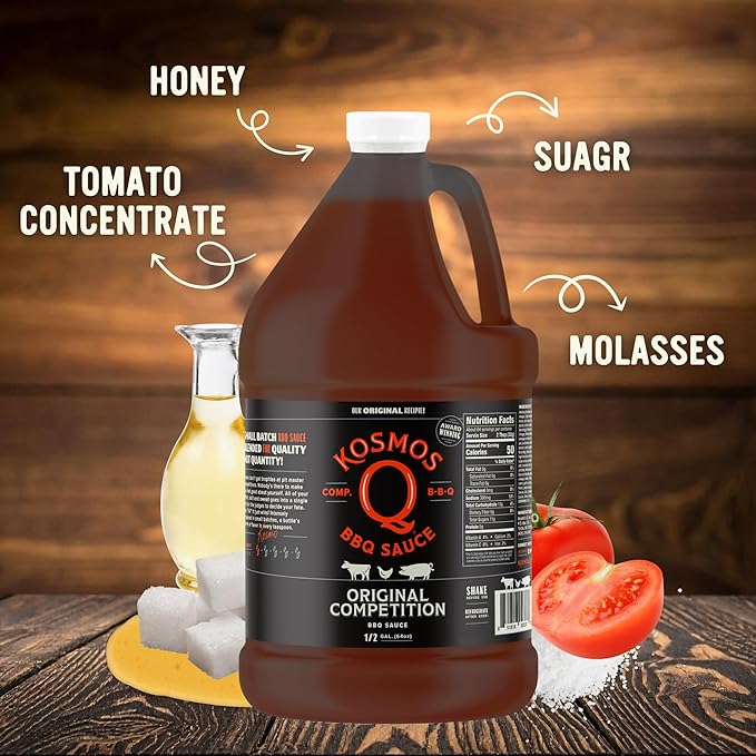 Kosmos Q Original Competition BBQ Sauce Sweet and Smoky Barbecue Sauce for Ribs Pulled Pork Brisket Chicken &amp More Award-Winning Competition Recipe with Brown Sugar Ketchup &amp Worcestersh