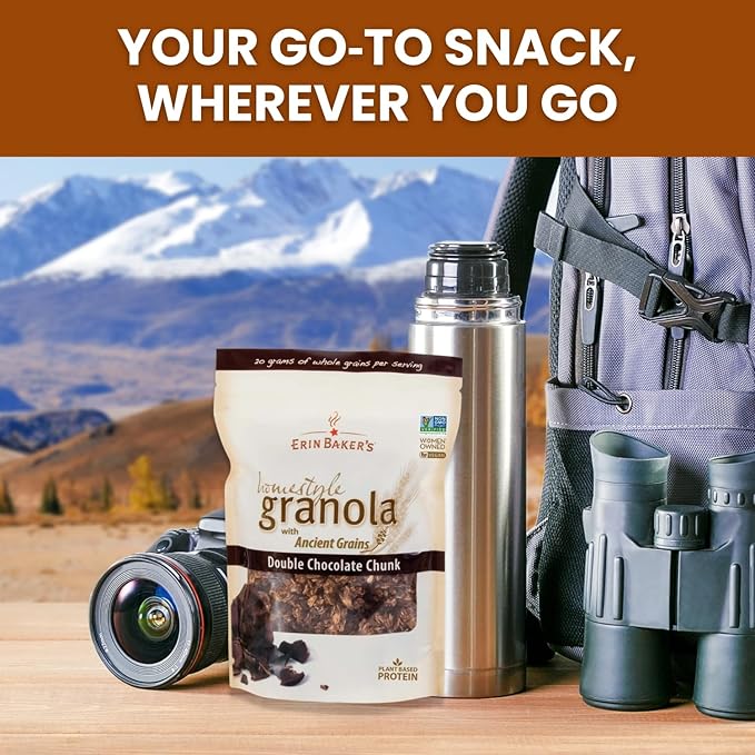 Erin Baker’s Homestyle Double Chocolate Granola with Ancient Grains - Made from Natural Ingredients Crunchy Versatile Snack or Cereal - Vegan Friendly Non-GMO Resealable 160oz Bag 1-Pack
